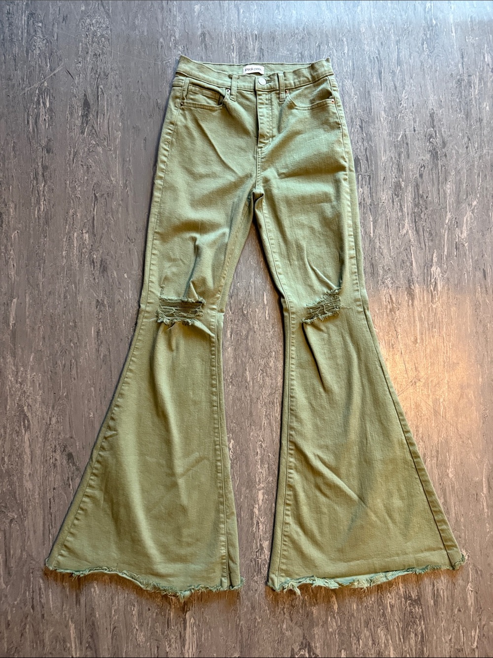 Sneak Peek Green Flare Jeans